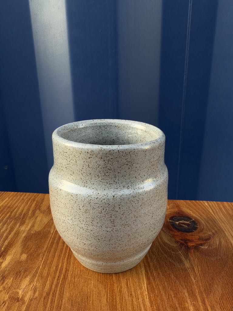 Grey speckled stoneware pot