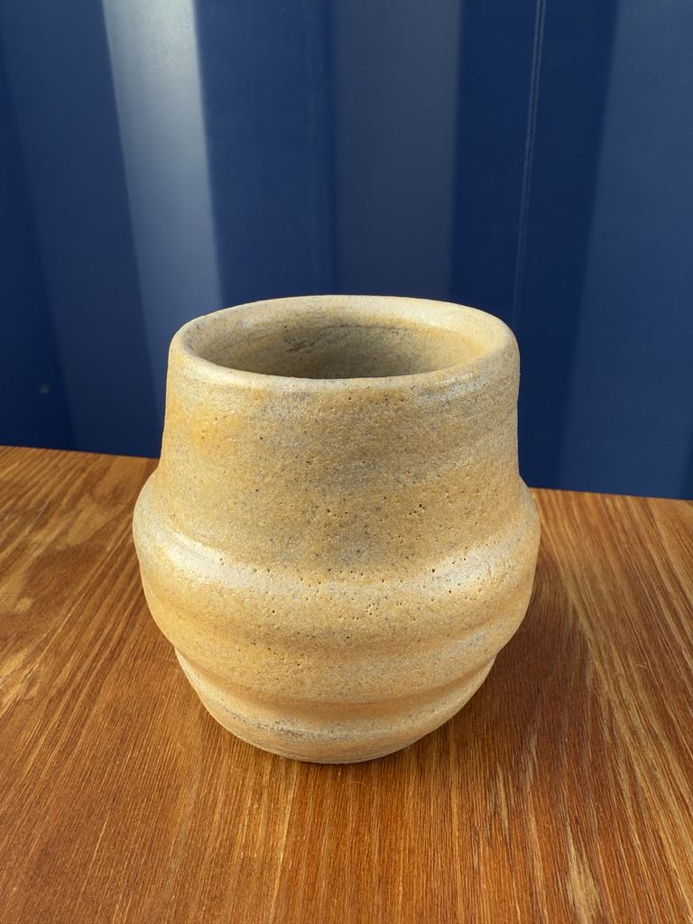 Concrete style sandy toned pot